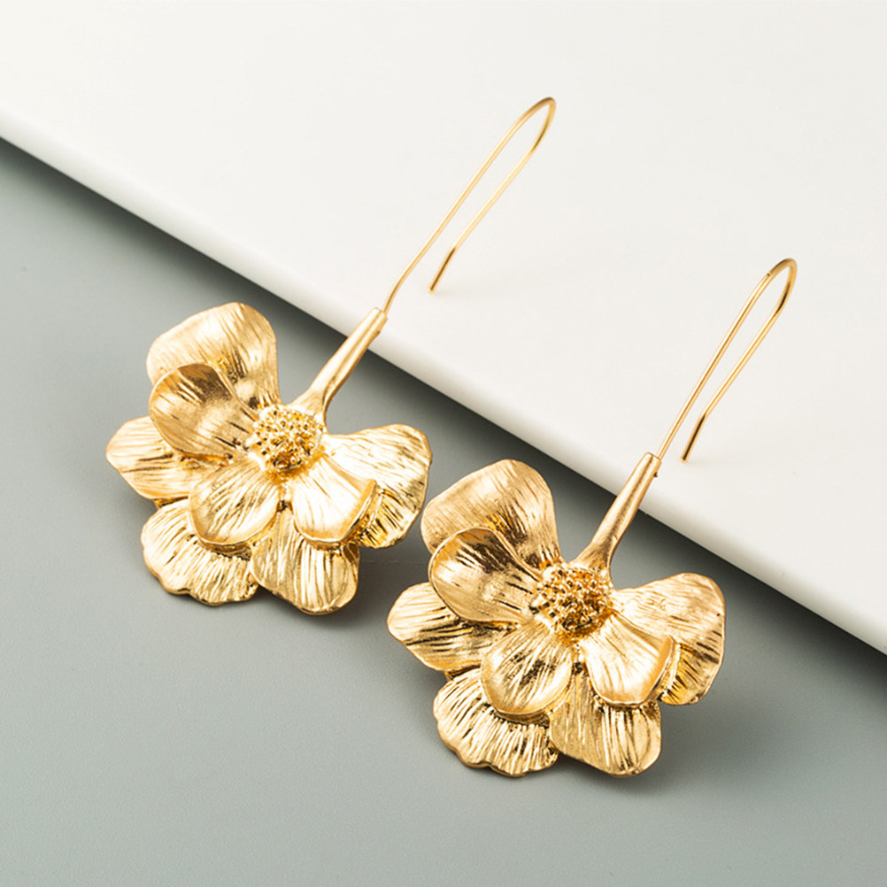 Women'S Accessories Gift Ideas - 1Pair Metal Flower Earrings Women Dangle