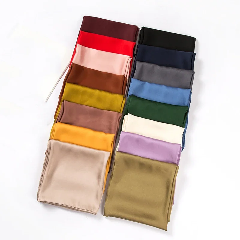 Silk Scarf Square - Satin Scarf Women 70cm Solid Color