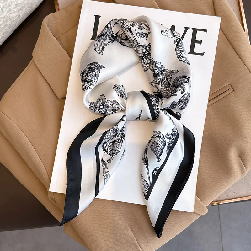 Silk Scarf Square - 70*70cm Luxury Floral Print Silk Square