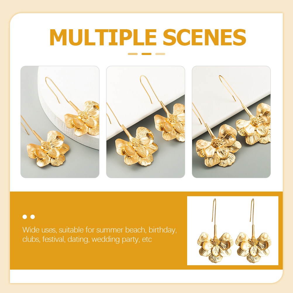 1Pair Metal Flower Earrings Wo - Women'S Accessories Gift Ideas review and price