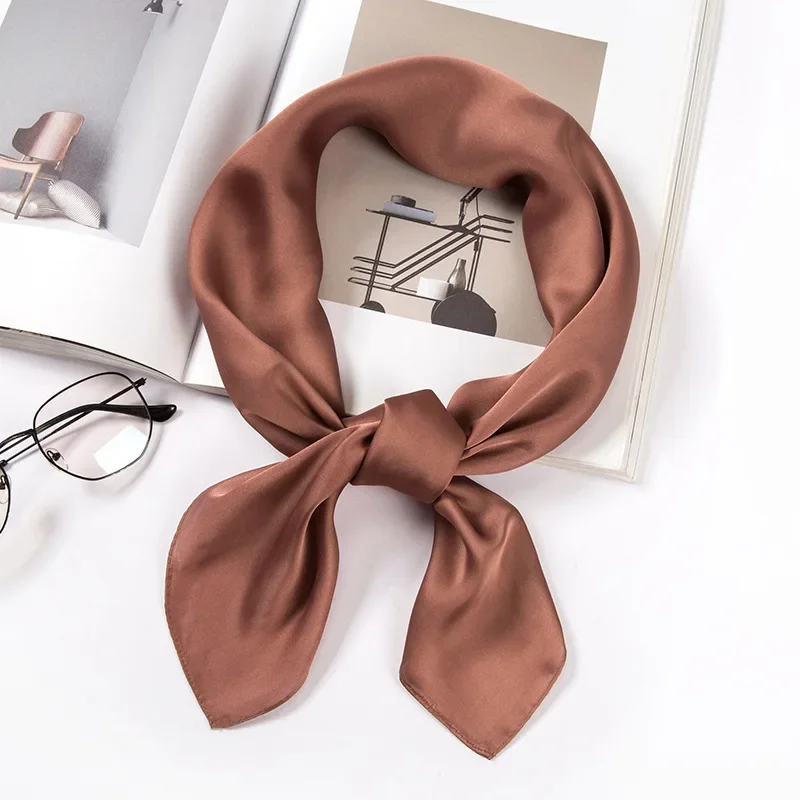 Satin Scarf Women 70cm Solid C - Silk Scarf Square review and price