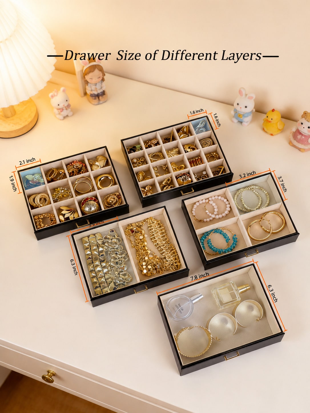 1PC Large 6-Layer PU Leather J - Women Accessories Drawer review and price