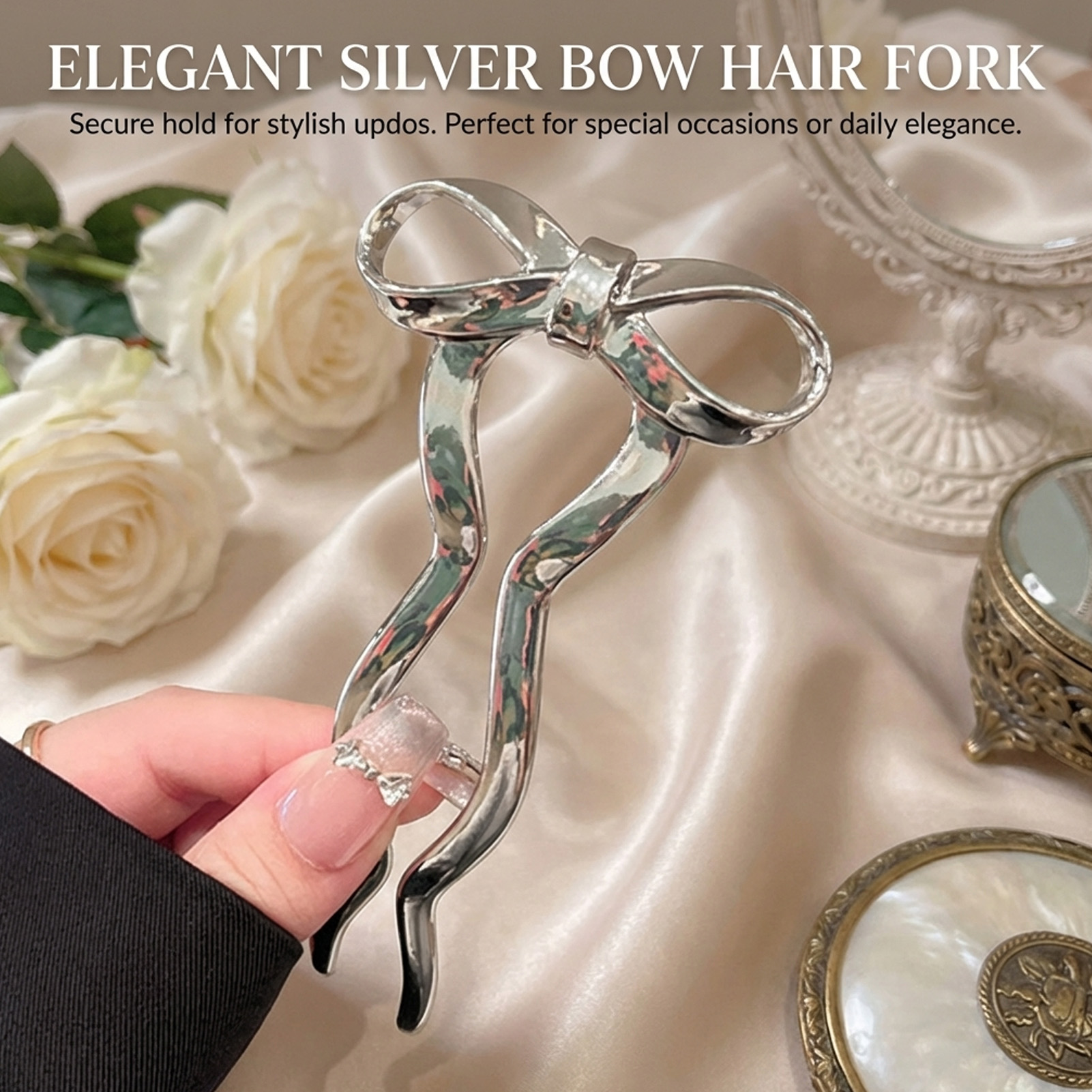 Elegant Bowknot U Shape Hairpi - Women Accessories Holder review and price