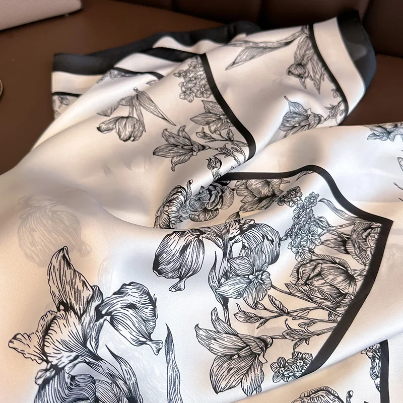 70*70cm Luxury Floral Print Si - Silk Scarf Square review and price