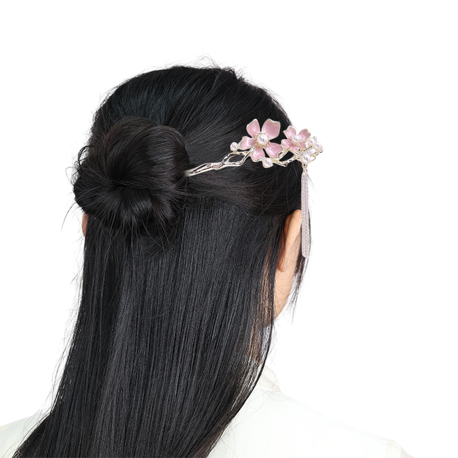 Pink Floral Tassel Hair Sticks - Pearl Hair Pin review and price