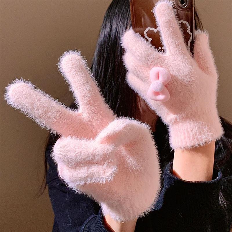 Cute Sweet Bow Plush Gloves Fo - Women'S Accessories Gift Ideas review and price